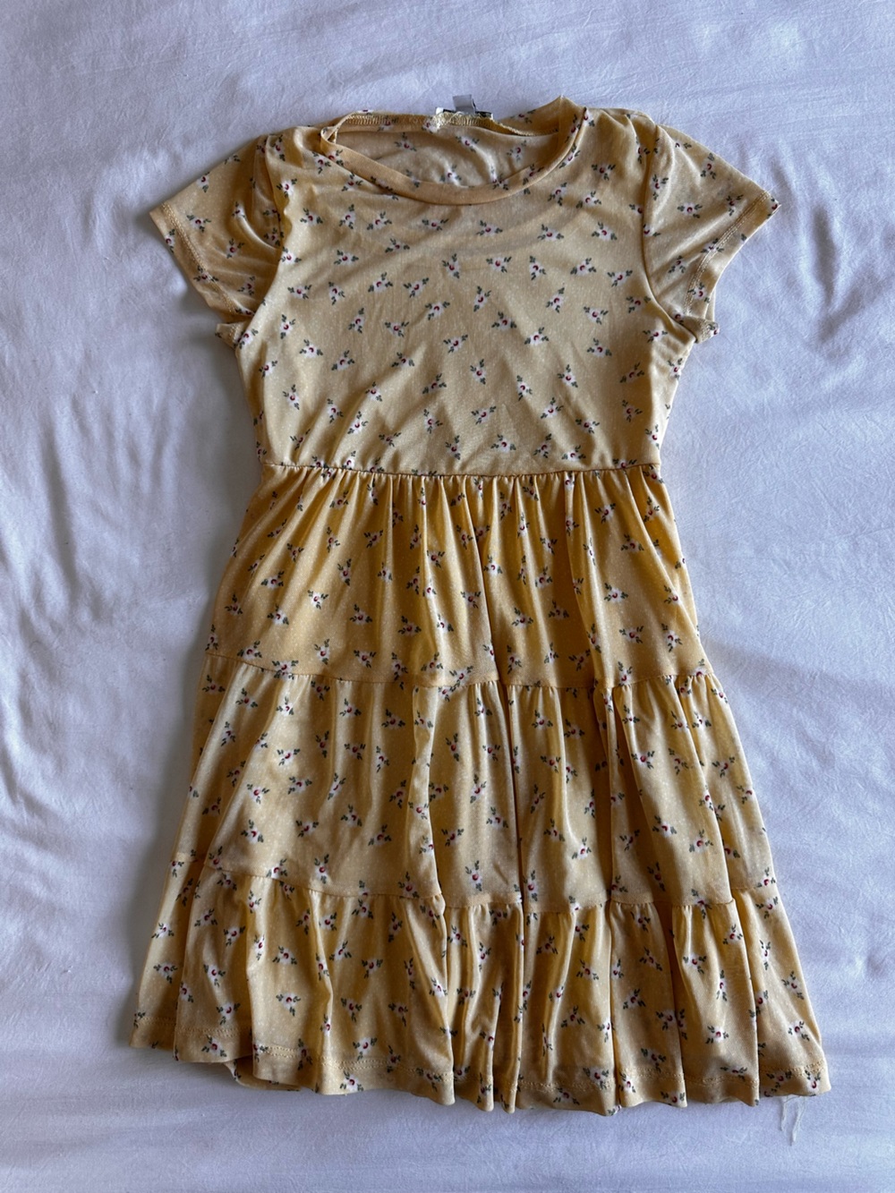 Auw Yellow Floral Tiered Juniors Dress View 5